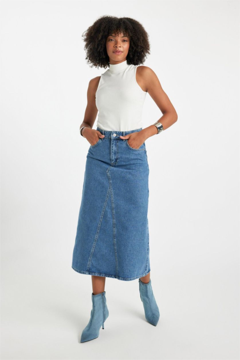 FEMME BLEU Clair Jupe Jean Longue Pour Fille