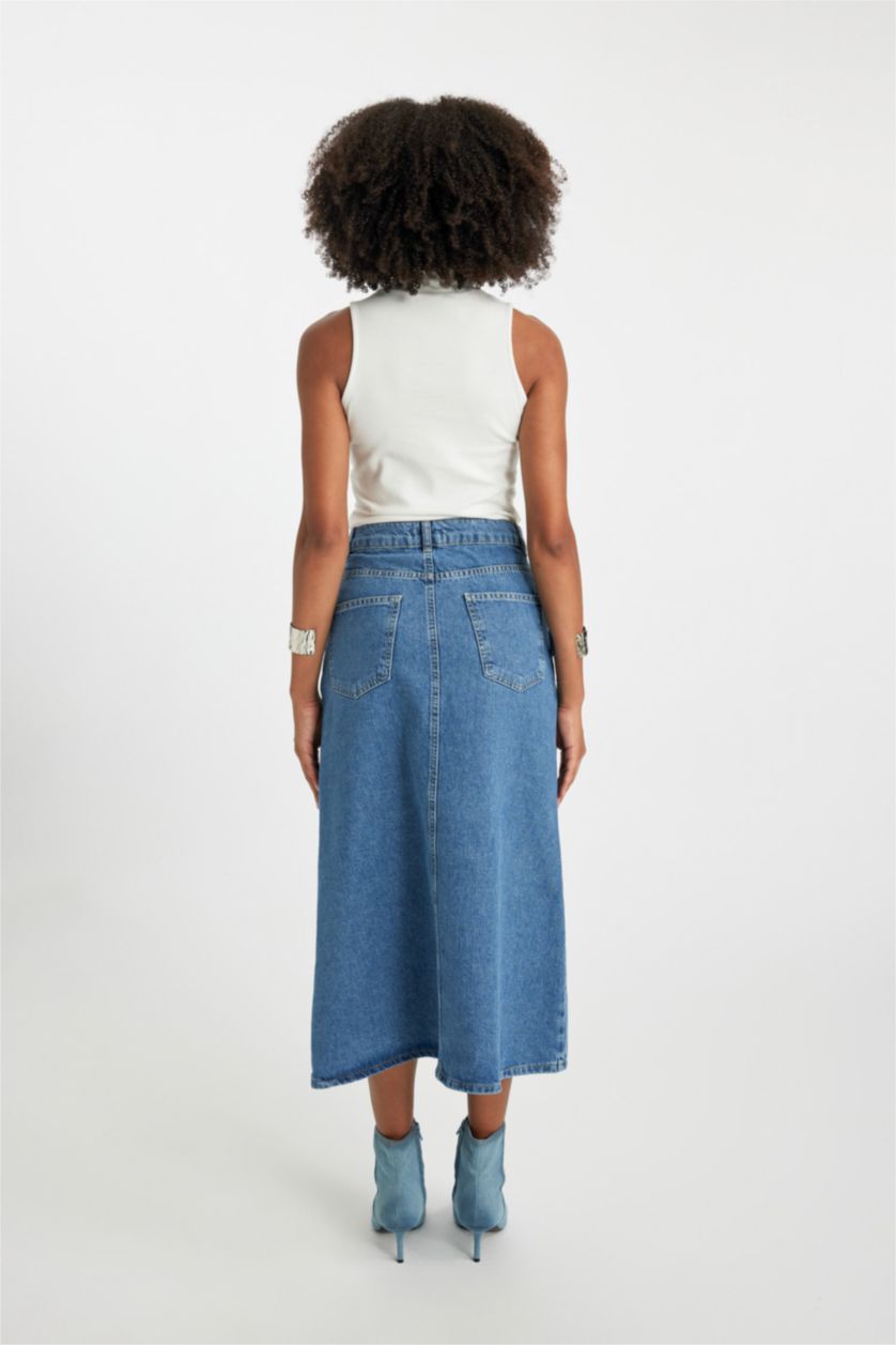 FEMME BLEU Clair Jupe Jean Longue Pour Fille