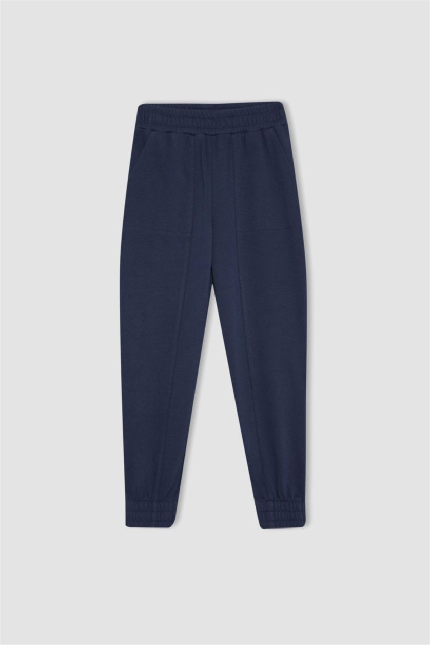 GIRLS & TEENS NAVY بنطلون قماش سميك جوجر فيت