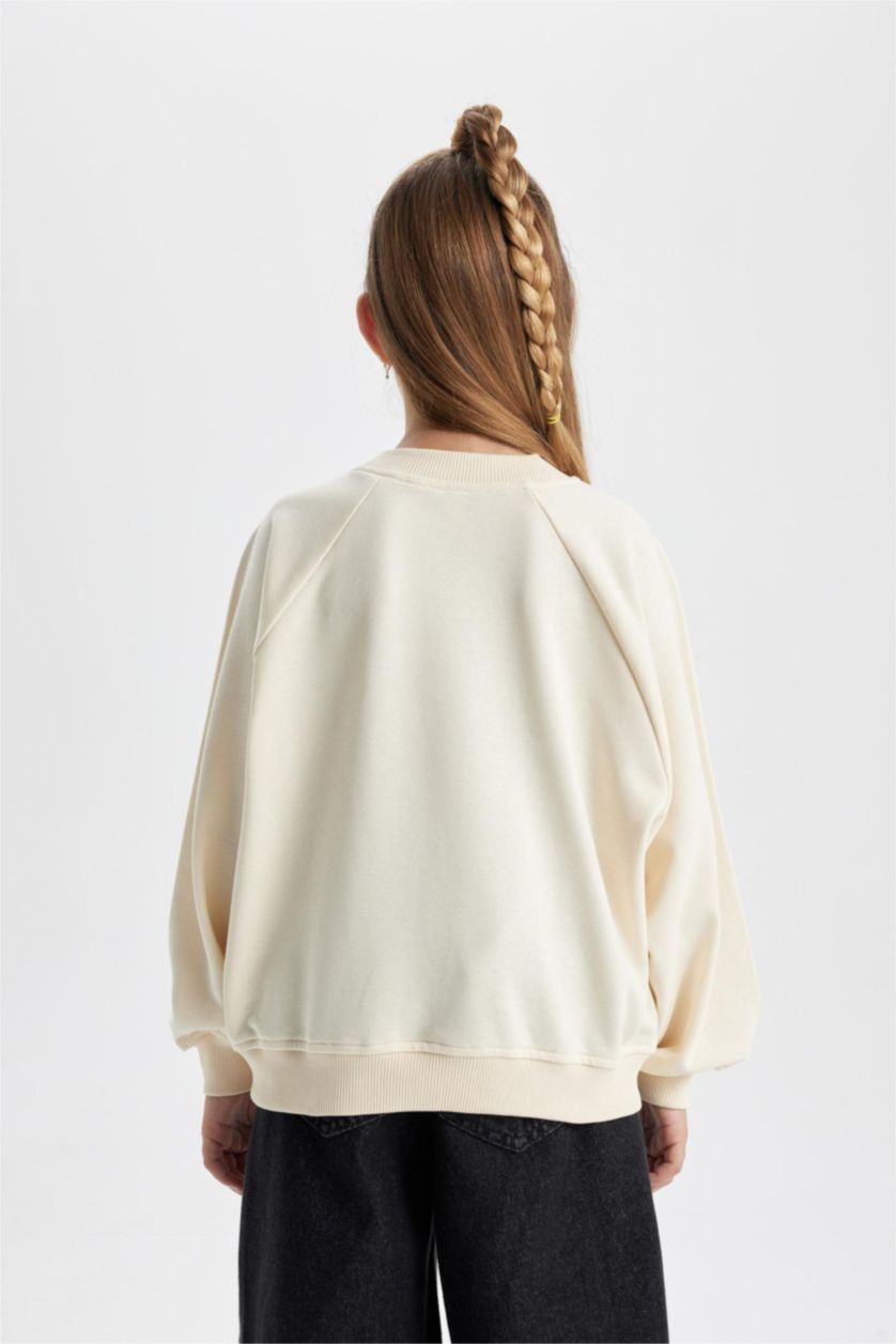 بناتي بيج فاتح سويت شيرت بناتي اوفر سايز ببطانة ناعمة