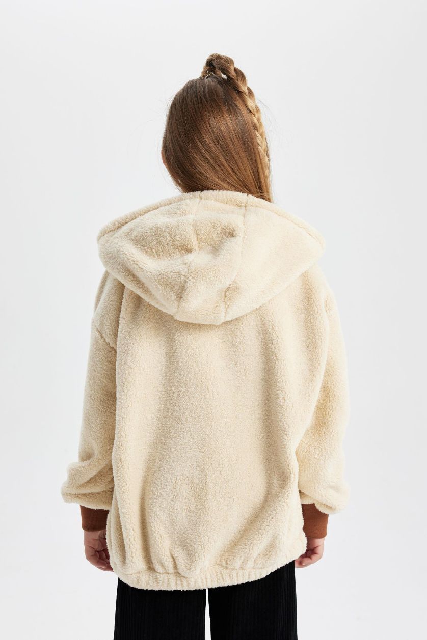 بناتي اللون الرملي سويت شيرت بناتي قطيفة اوفر سايز