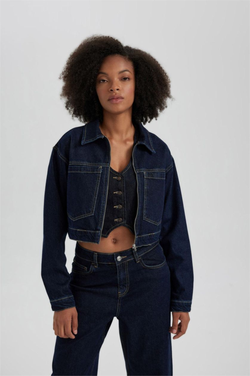 FEMME Bleu Foncé Veste Jean