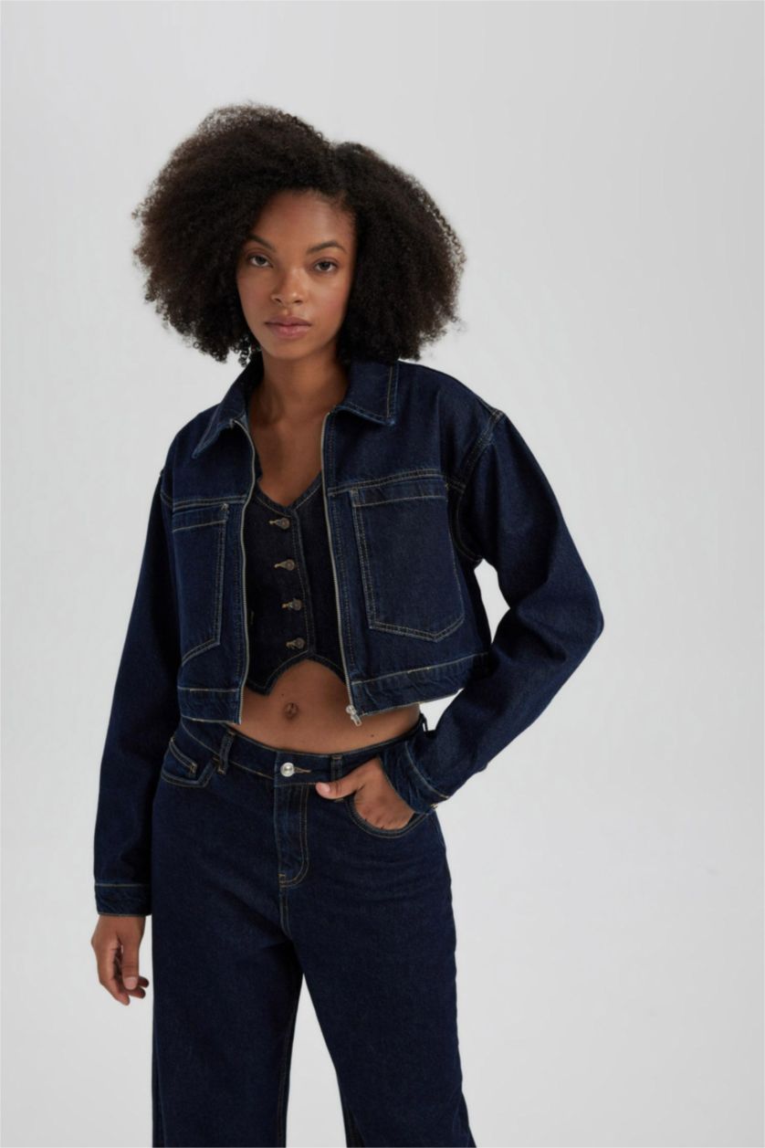 FEMME Bleu Foncé Veste Jean