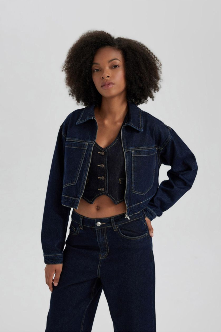 FEMME Bleu Foncé Veste Jean