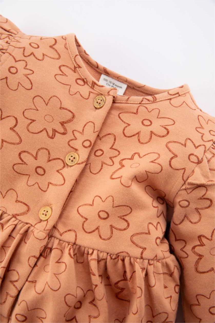 BÉBÉ FILLE Marron Clair Robe à Manche Longue Pour Bébé Fille