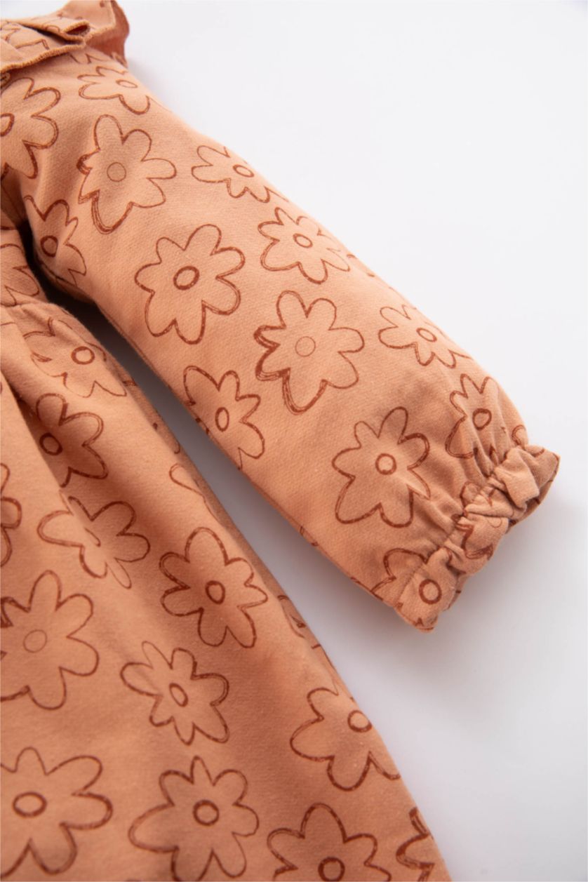 BÉBÉ FILLE Marron Clair Robe à Manche Longue Pour Bébé Fille