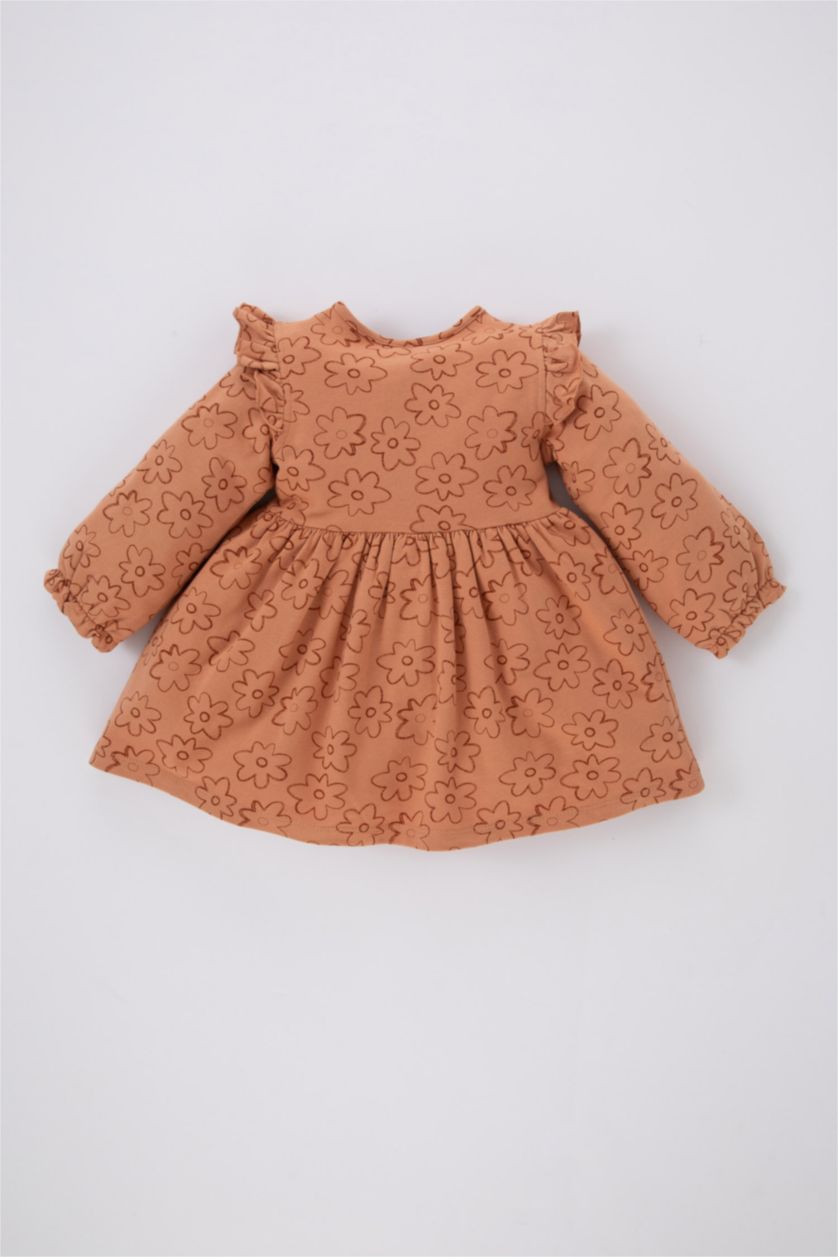 BÉBÉ FILLE Marron Clair Robe à Manche Longue Pour Bébé Fille