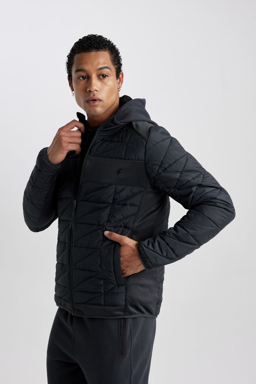 Man Anthracite DeFactoFit Waterproof Windproof Slim Fit Hooded Zippered Jacket