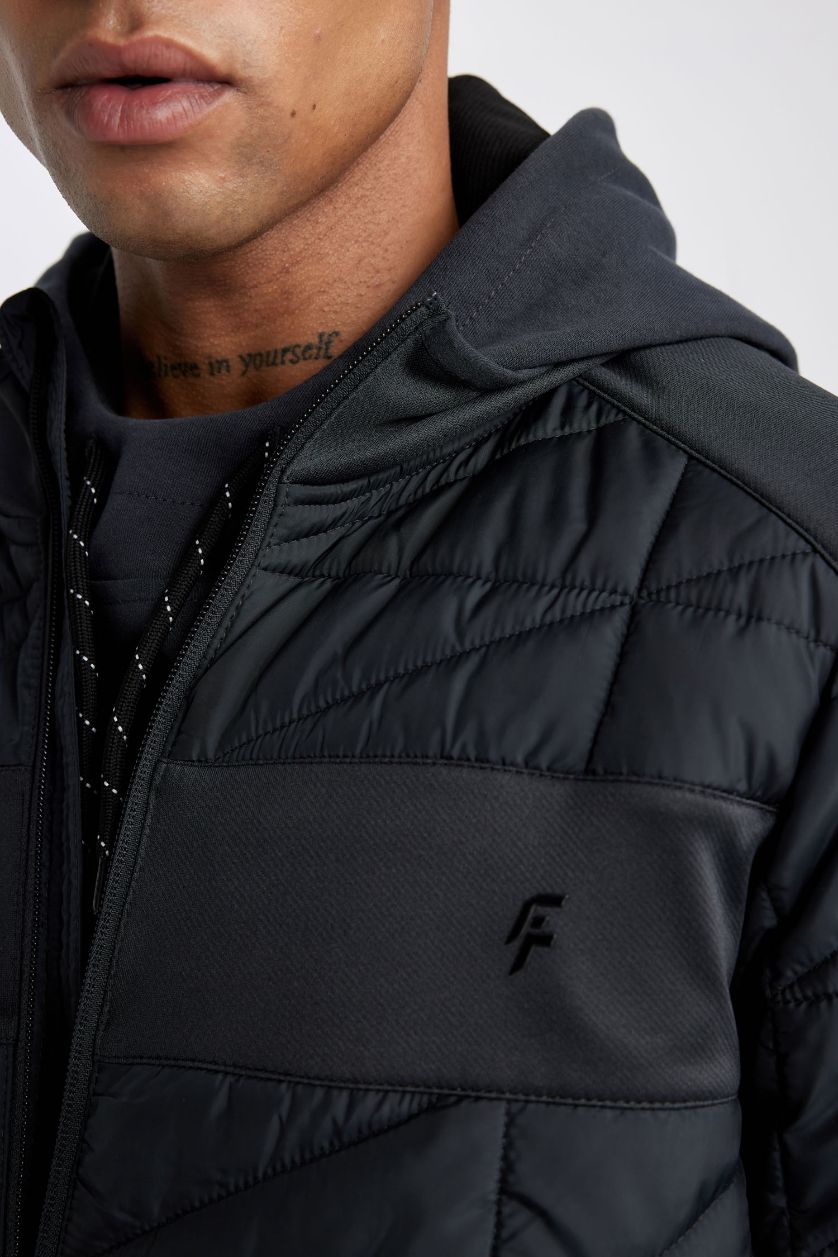 Man Anthracite DeFactoFit Waterproof Windproof Slim Fit Hooded Zippered Jacket