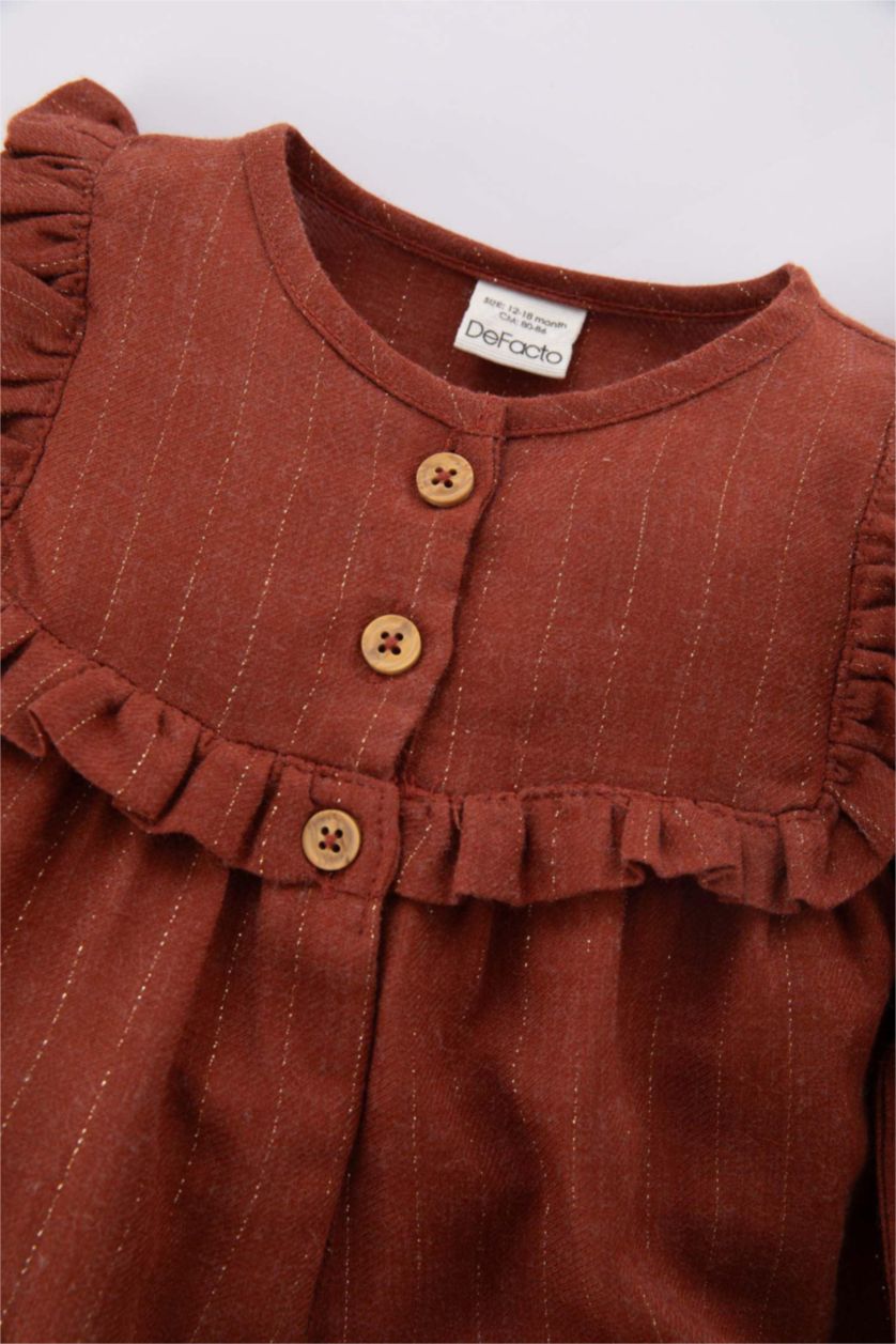 طفلة صغيرة جملي غامق فستان بناتي قصة عادية كم طويل