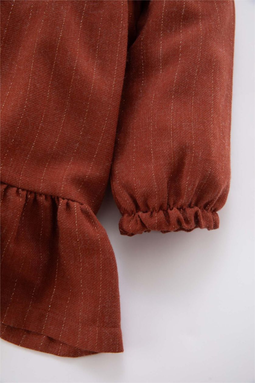 طفلة صغيرة جملي غامق فستان بناتي قصة عادية كم طويل