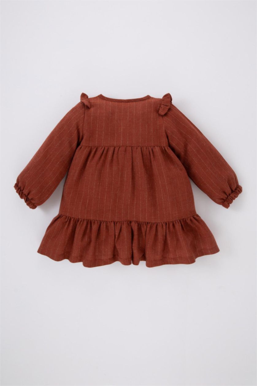 طفلة صغيرة جملي غامق فستان بناتي قصة عادية كم طويل