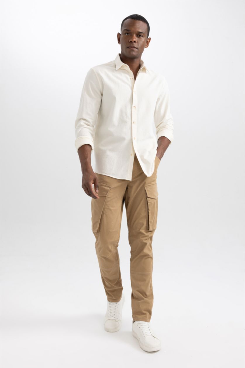 HOMME Beige Chemise À Manches Longues En Tricot Lin