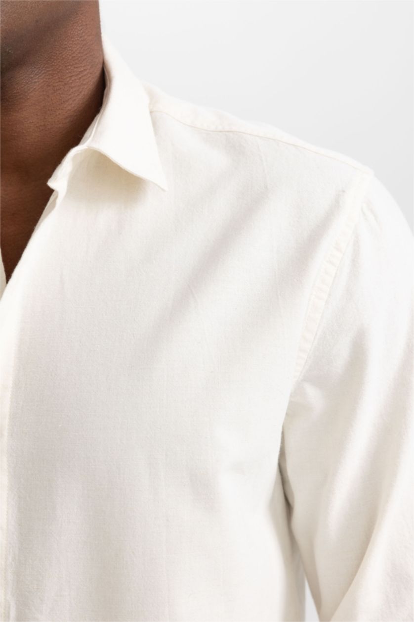 HOMME Beige Chemise À Manches Longues En Tricot Lin