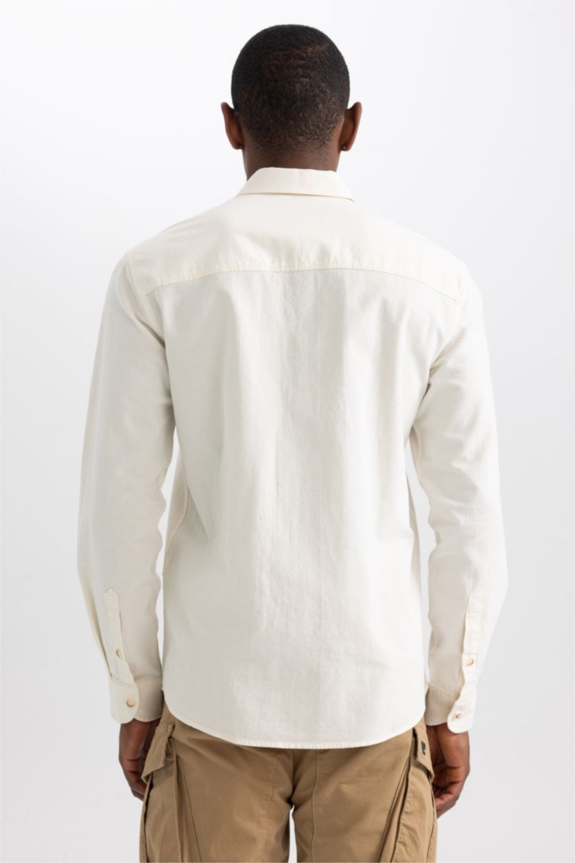 HOMME Beige Chemise À Manches Longues En Tricot Lin