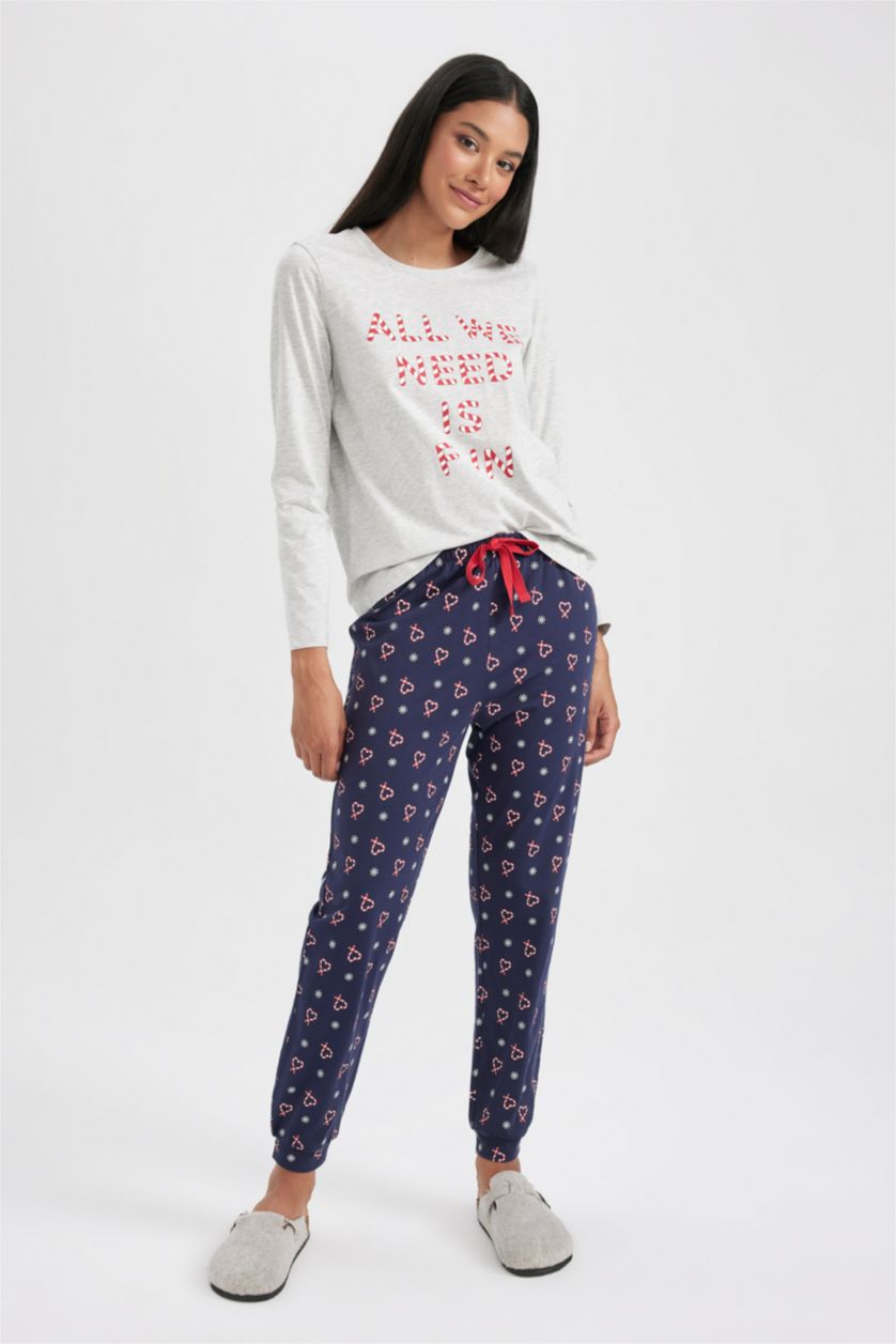 Әйелдерге әскери-теңіз Fall in Love қалыпты пішім дөңгелек жаға 2 Трикотаж жиынтығы