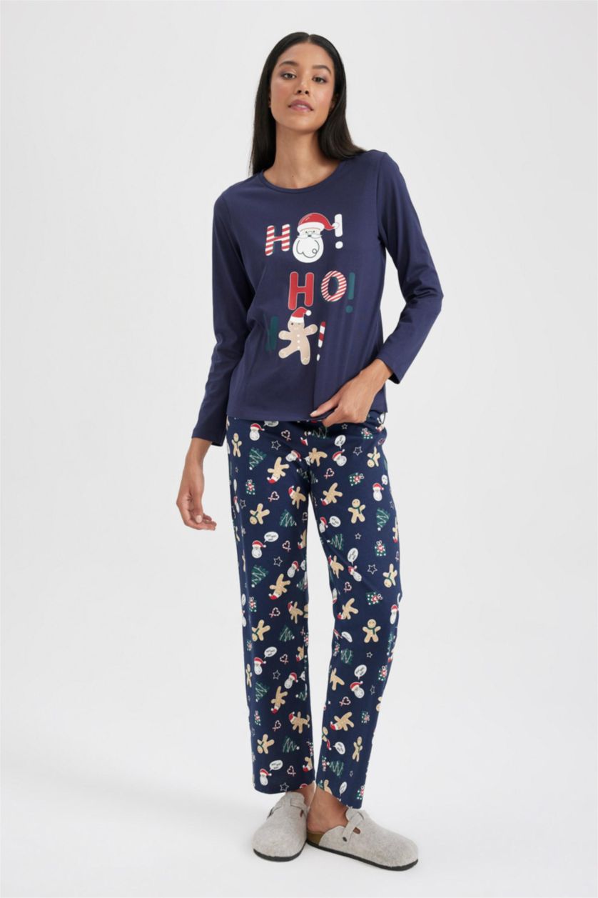 WOMAN NAVY Fall in Love Regular Fit Christmas Printed 2 Piece Pyjama Set