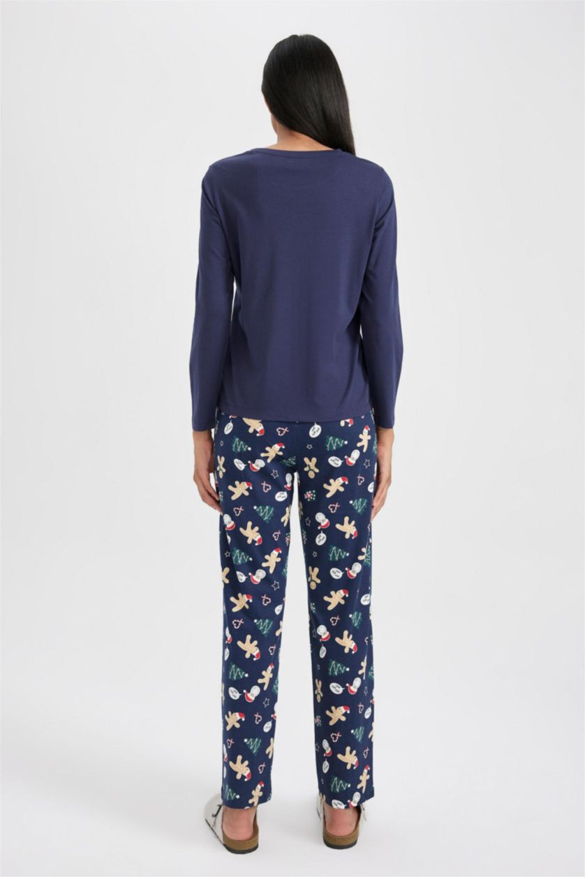 WOMAN NAVY Fall in Love Regular Fit Christmas Printed 2 Piece Pyjama Set