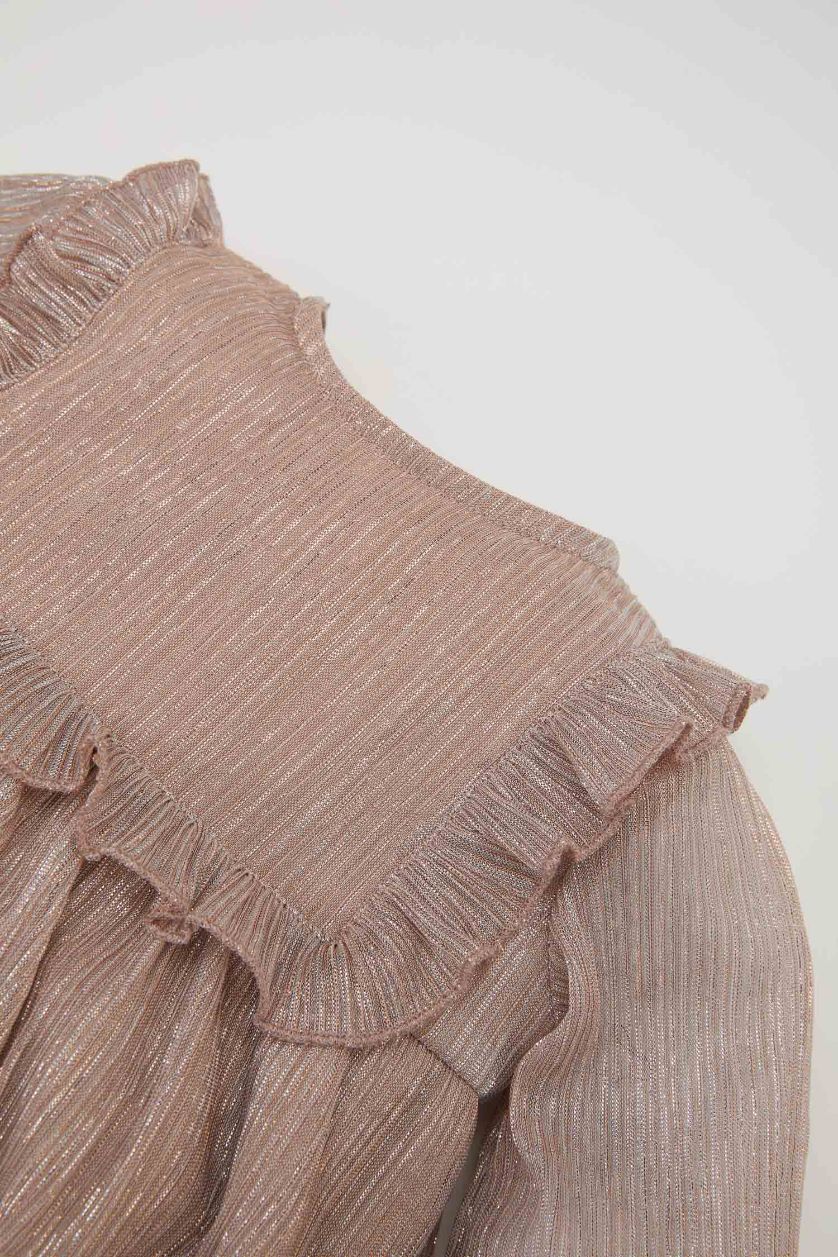 طفلة صغيرة وردي فستان شيفون بناتي ردن طويل قصة عادية بياخة مستديرة