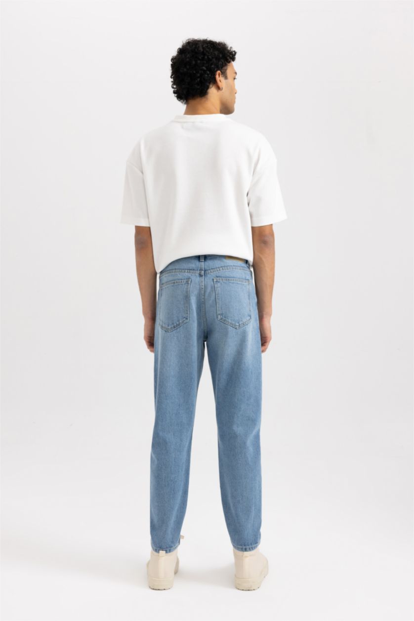 رجال أزرق فاتح سروال جينز سليم فيت برجل ضيق