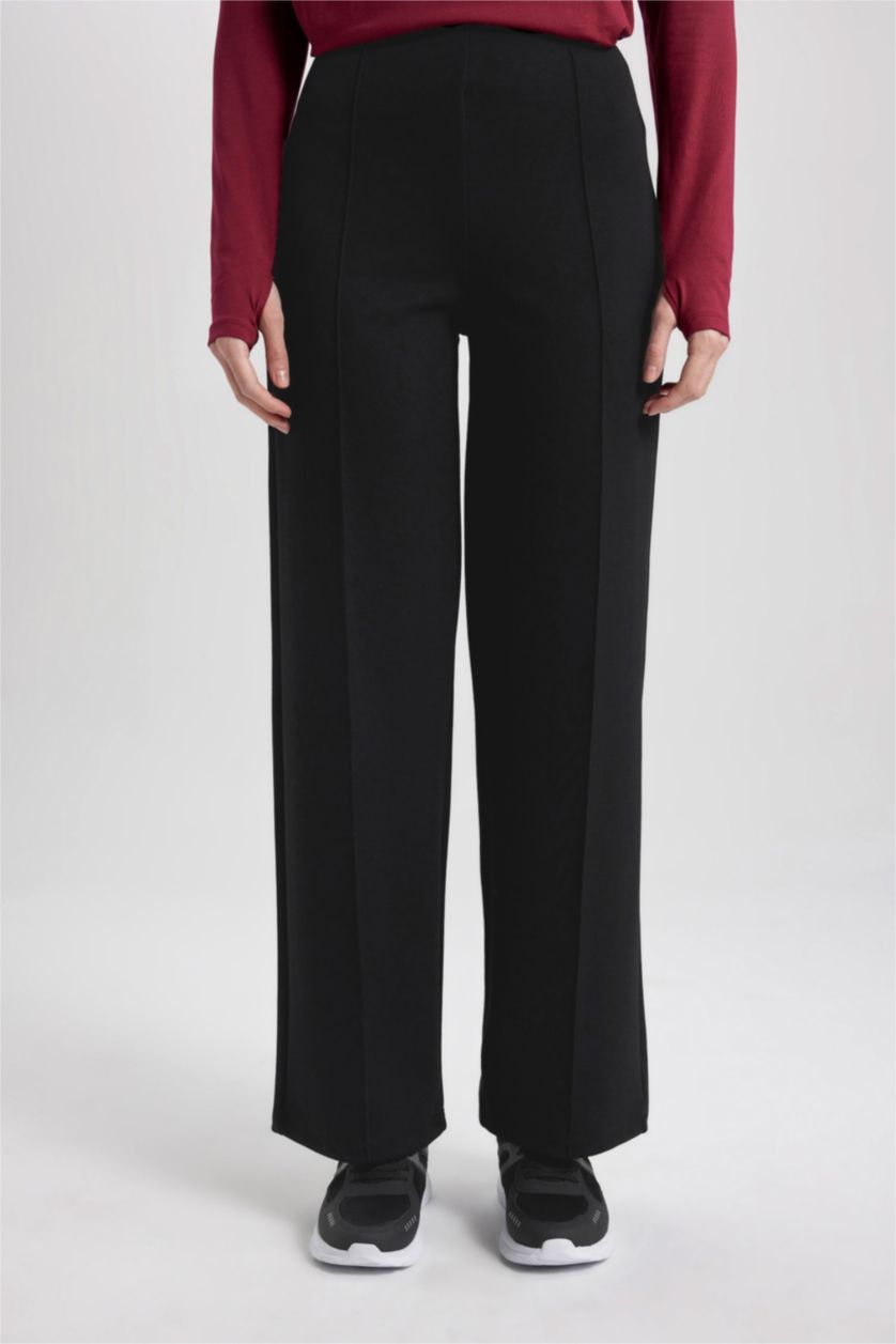 FEMME Noir Pantalon Large à Taille Standard de Qualité Premium de DeFactofit