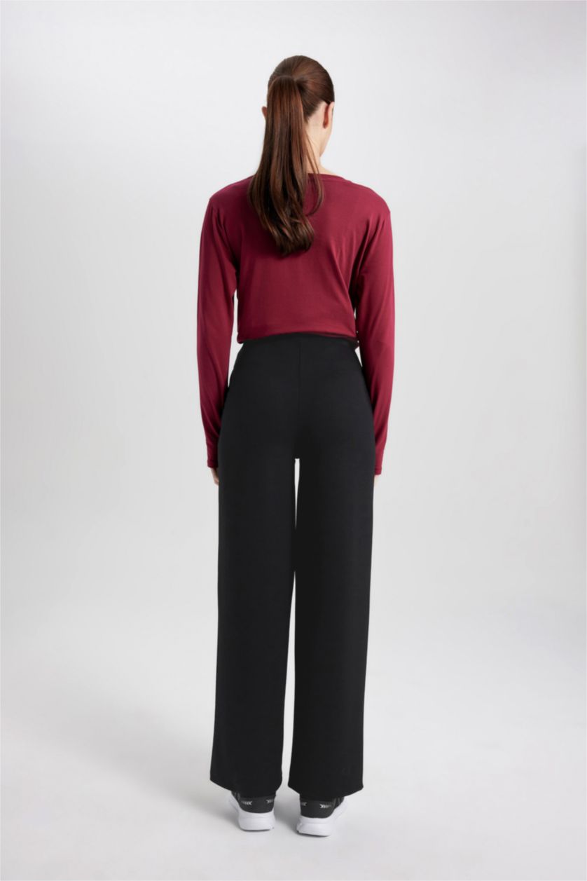 FEMME Noir Pantalon Large à Taille Standard de Qualité Premium de DeFactofit