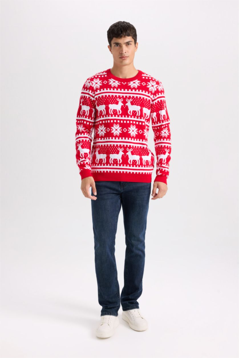 MAN Red Standard Fit Crew Neck Knitted Pullover