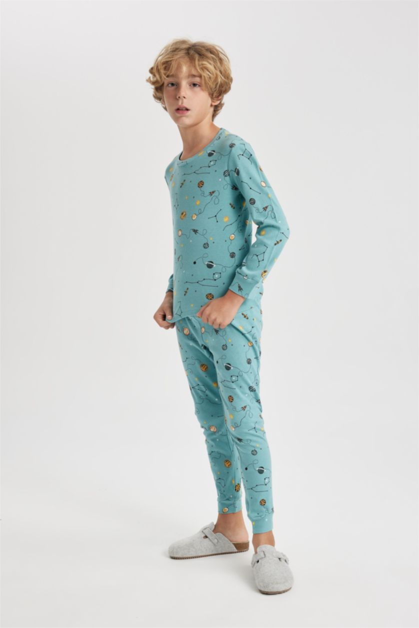 GARÇONS Mat Mavi Ensemble Pyjama à Manches Longues Imprimé Pour Garçon