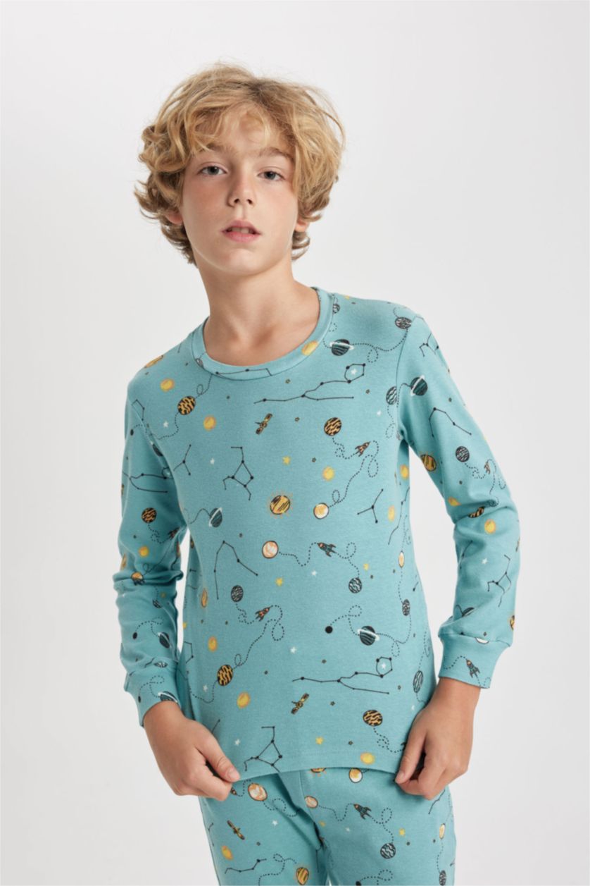 GARÇONS Mat Mavi Ensemble Pyjama à Manches Longues Imprimé Pour Garçon