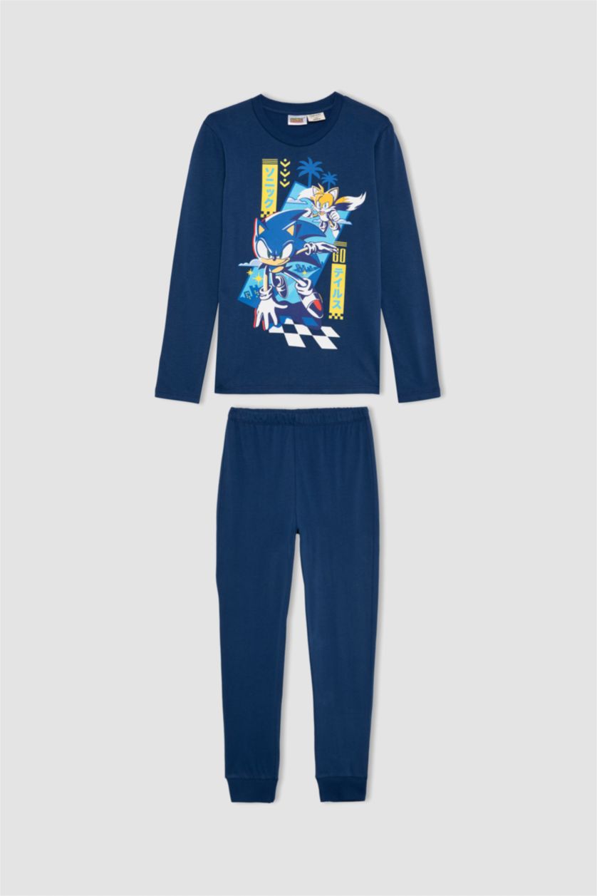 Erkek Çocuk - Genç Erkek İndigo Erkek Çocuk Baskılı Uzun Kollu Penye Pijama Takımı