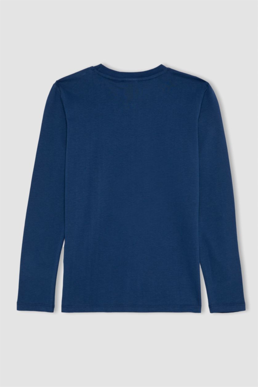 Erkek Çocuk - Genç Erkek İndigo Erkek Çocuk Baskılı Uzun Kollu Penye Pijama Takımı