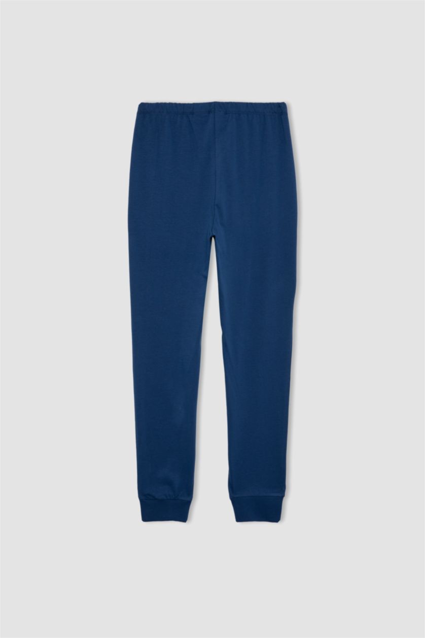 Erkek Çocuk - Genç Erkek İndigo Erkek Çocuk Baskılı Uzun Kollu Penye Pijama Takımı