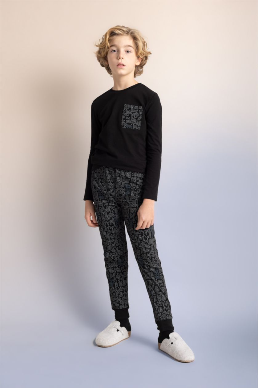 أولادي أسود طقم بيجاما اسود اولادي قصة عادية - قطعتين