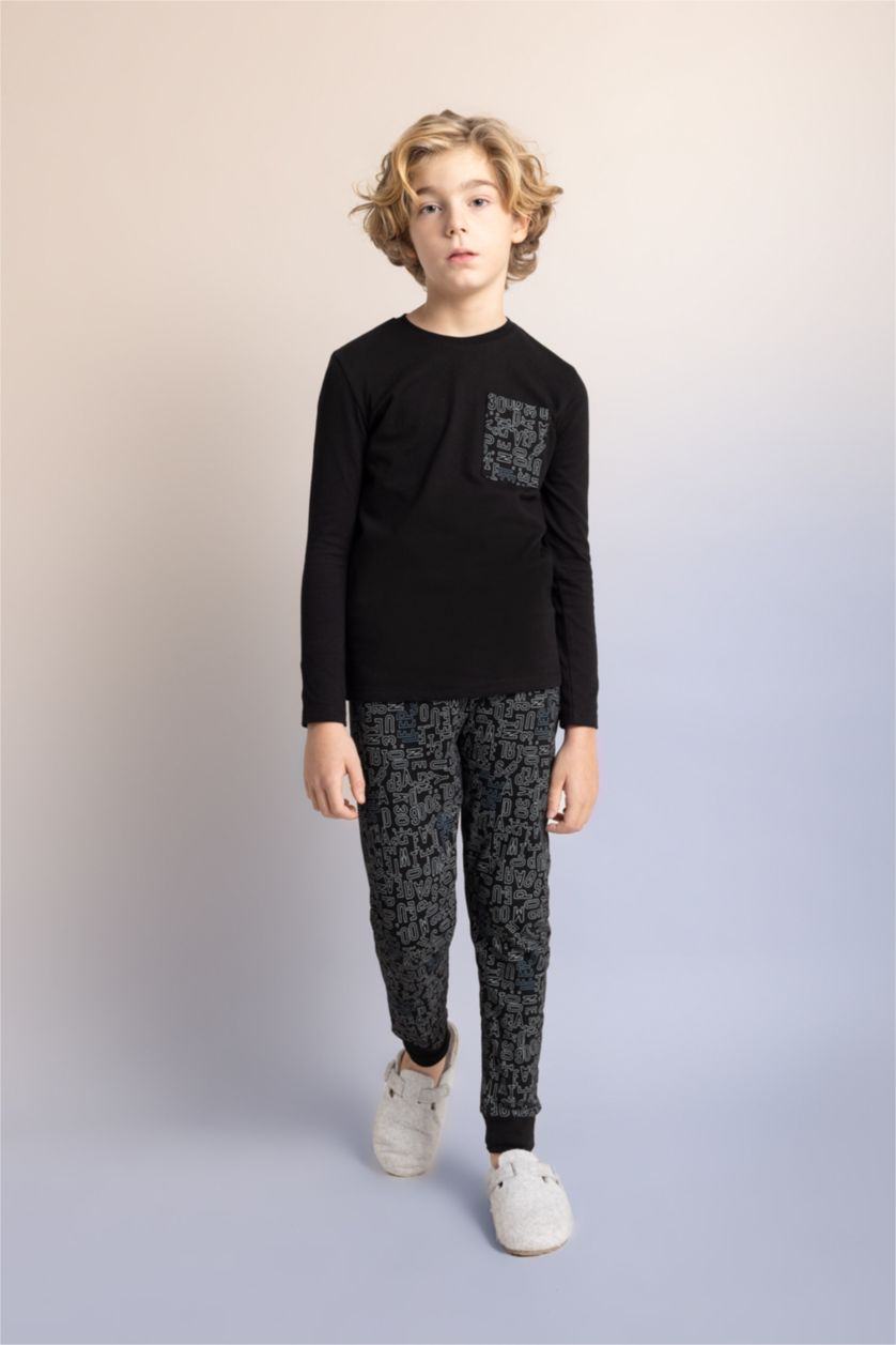 أولادي أسود طقم بيجاما اسود اولادي قصة عادية - قطعتين