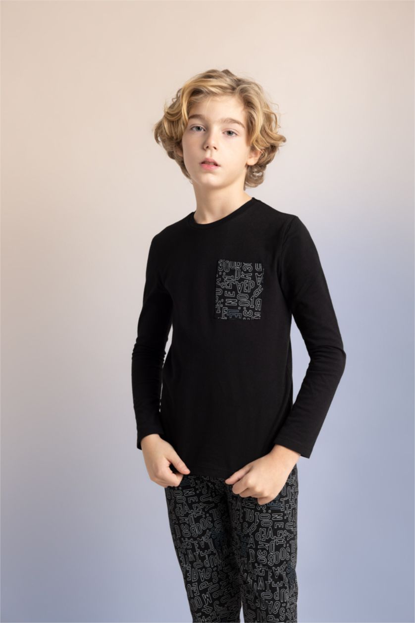 أولادي أسود طقم بيجاما اسود اولادي قصة عادية - قطعتين