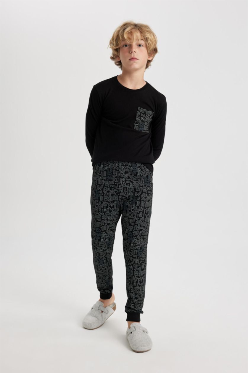 أولادي أسود طقم بيجاما اسود اولادي قصة عادية - قطعتين