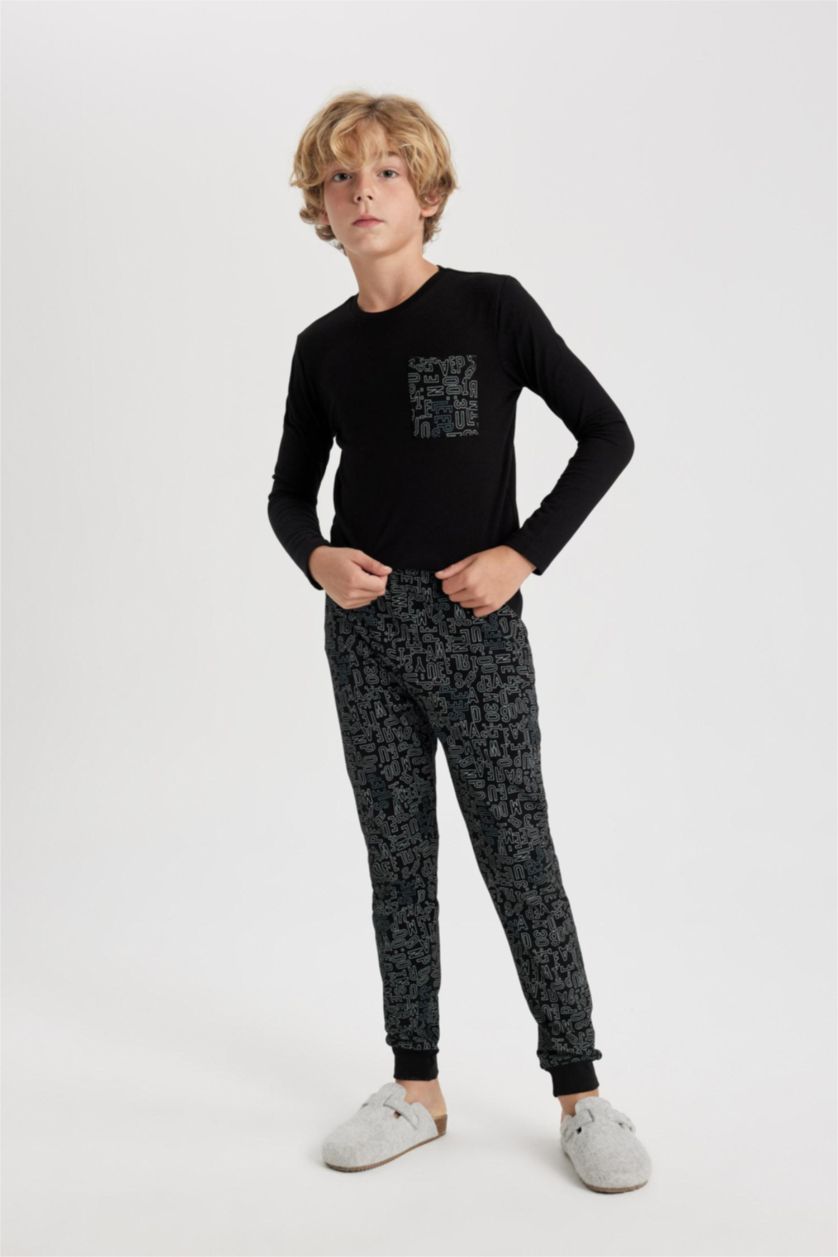 أولادي أسود طقم بيجاما اسود اولادي قصة عادية - قطعتين