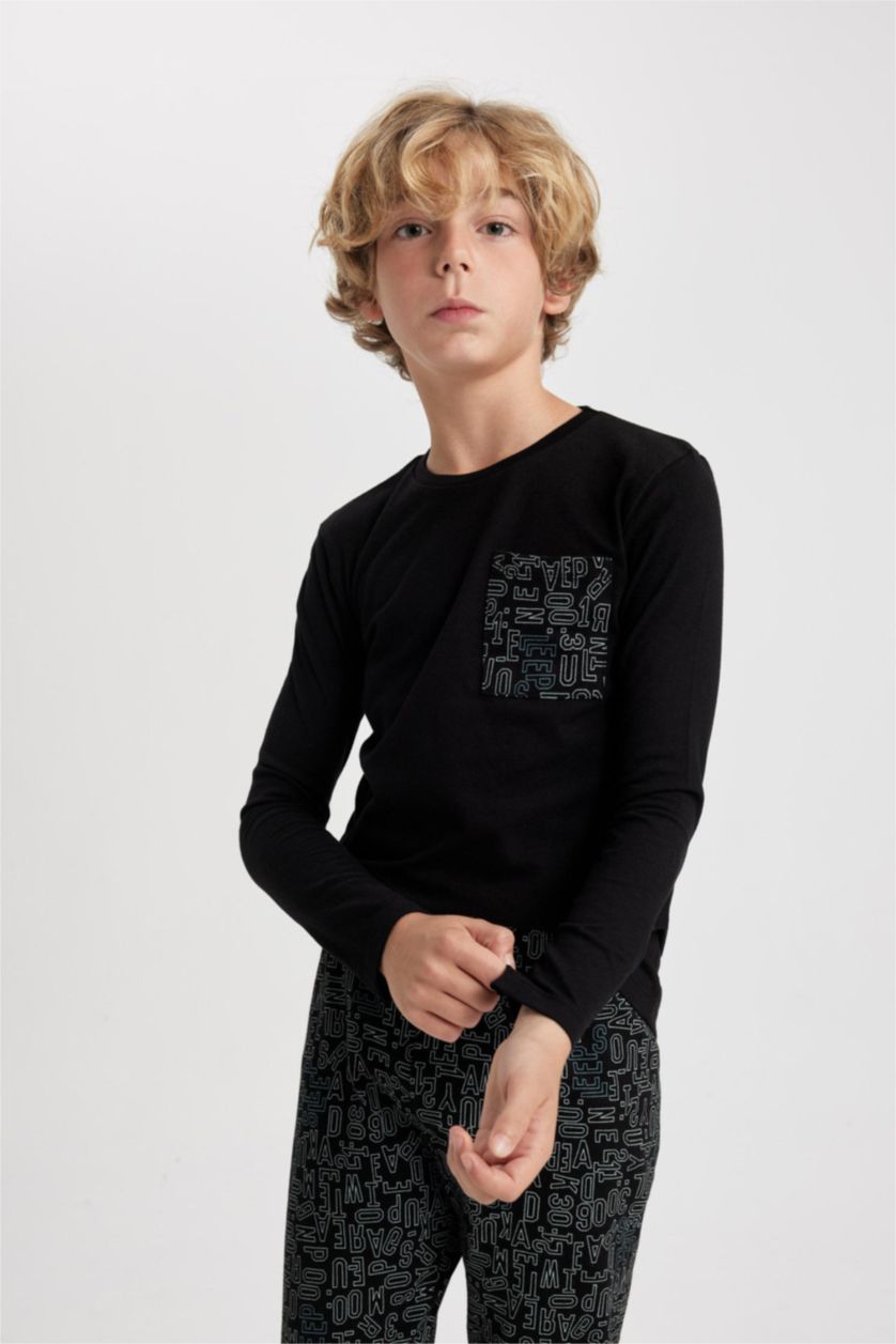 أولادي أسود طقم بيجاما اسود اولادي قصة عادية - قطعتين