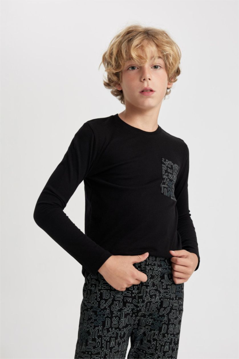 أولادي أسود طقم بيجاما اسود اولادي قصة عادية - قطعتين