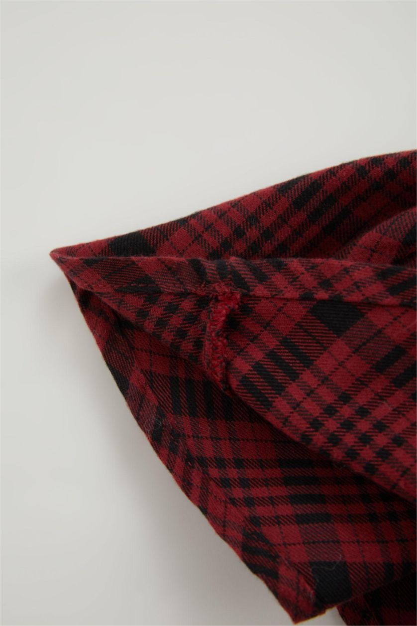 BABY GIRL Bordeaux 3 piece Regular Fit Baby Collar Plaid Dress Set