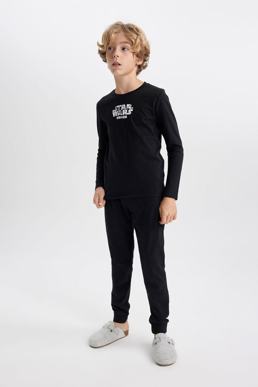 أولادي أسود طقم بيجاما قصة عادية من ستار وورز من قطعتين