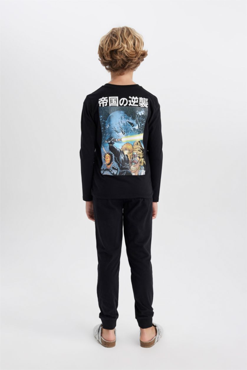 أولادي أسود طقم بيجاما قصة عادية من ستار وورز من قطعتين