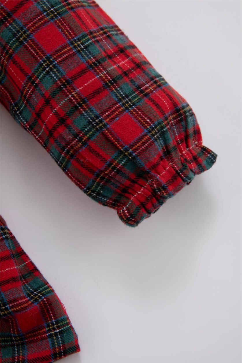 Baby Girl Bordeaux Baby Girl Checkered Flannel Dress
