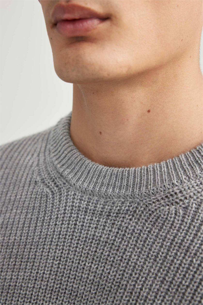 رجالي ميلانج بيج بلوفر تريكو قصة عادية برقبة مستديرة