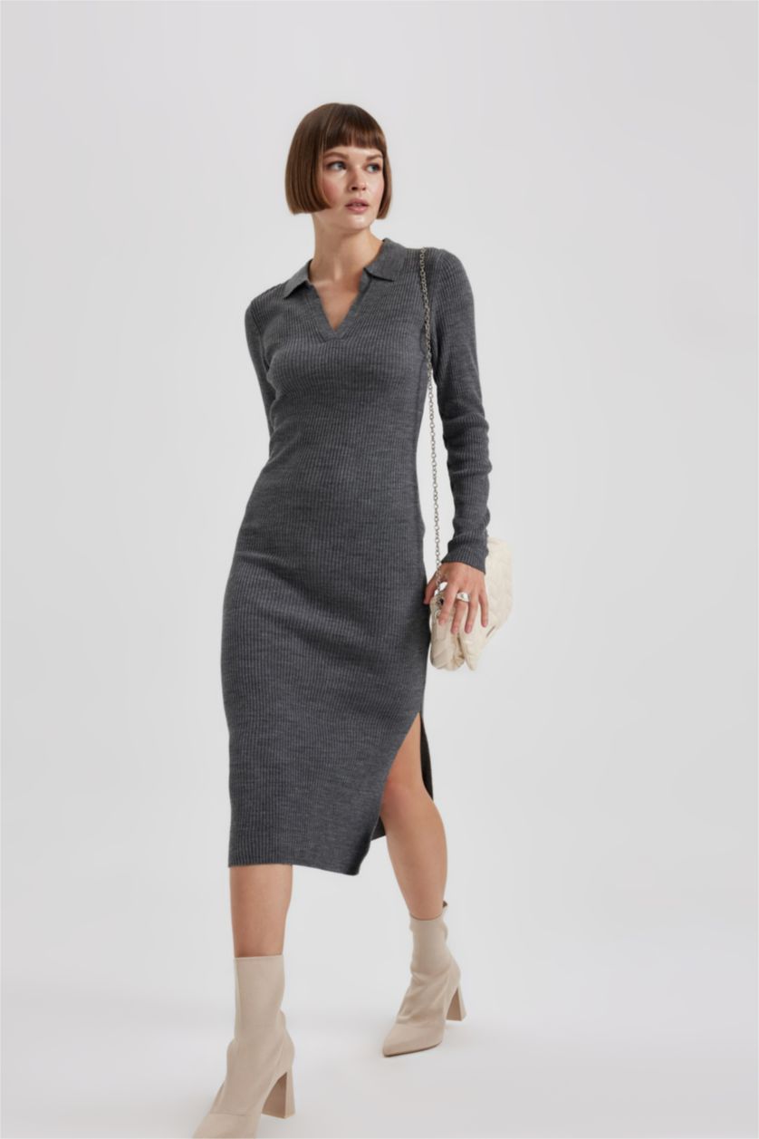 Kadın Antrasit Ribana Elbise