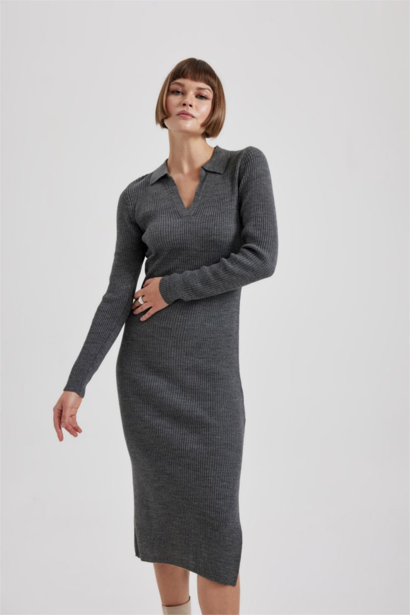 Kadın Antrasit Ribana Elbise