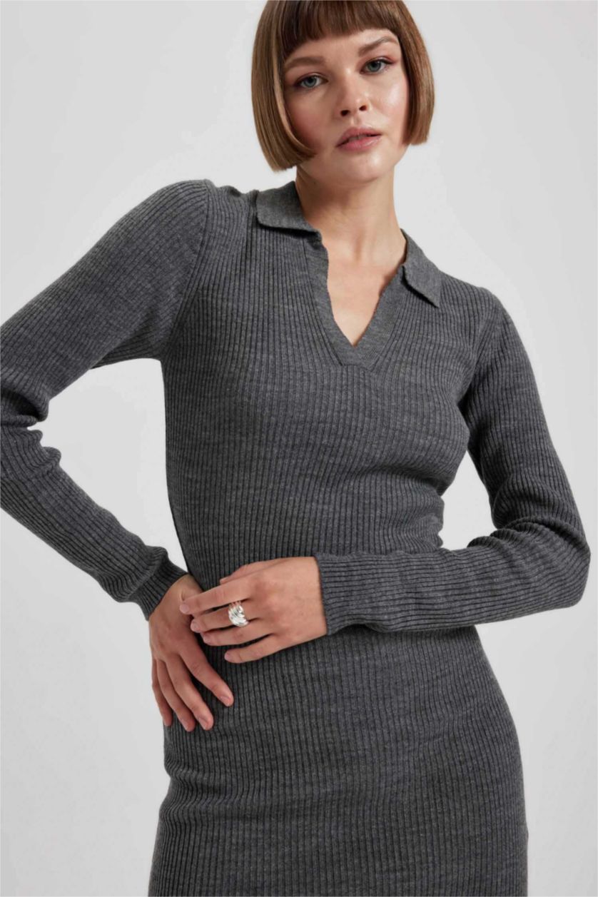 Kadın Antrasit Ribana Elbise