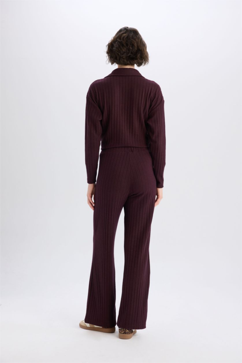 WOMAN Bordeaux Normal Waist Corduroy Camisole Fabric Basic Wide Leg Sweatpants