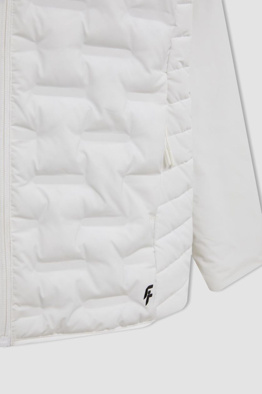 WOMAN White DeFactoFit Waterproof Slim Fit Hooded Zip-Up Jacket