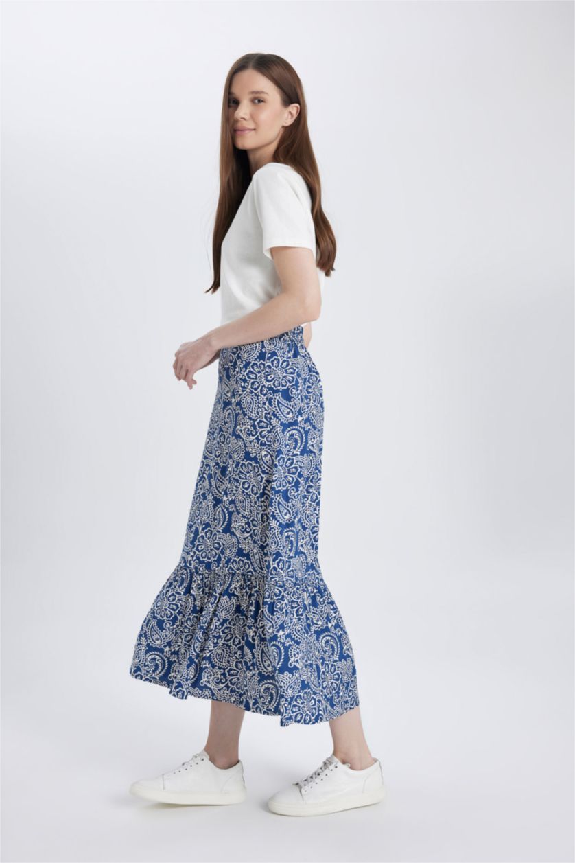 FEMME Indigo Jupe Longue Imprimée